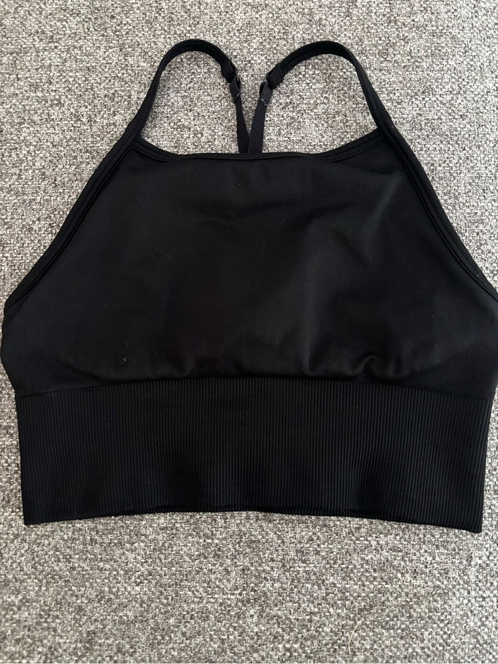 lululemon athletica Black Ribbed Cross‑Back Sports Bra
